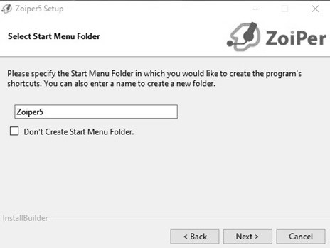 Create Zoiper Start Menu