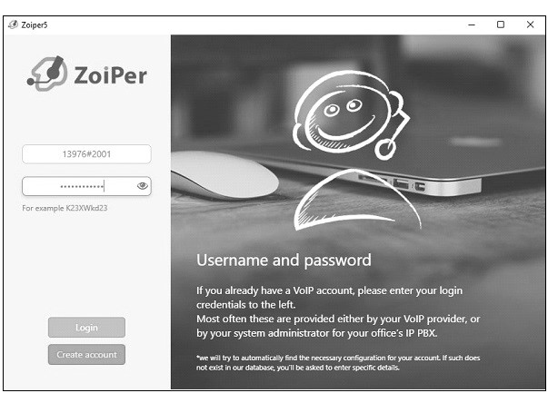 Zoiper Username and Password